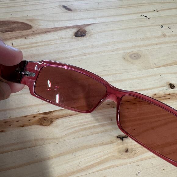 Burberry by Safilo Red Narrow Rectangular Y2K Sunglasses Vintage Red main image 8